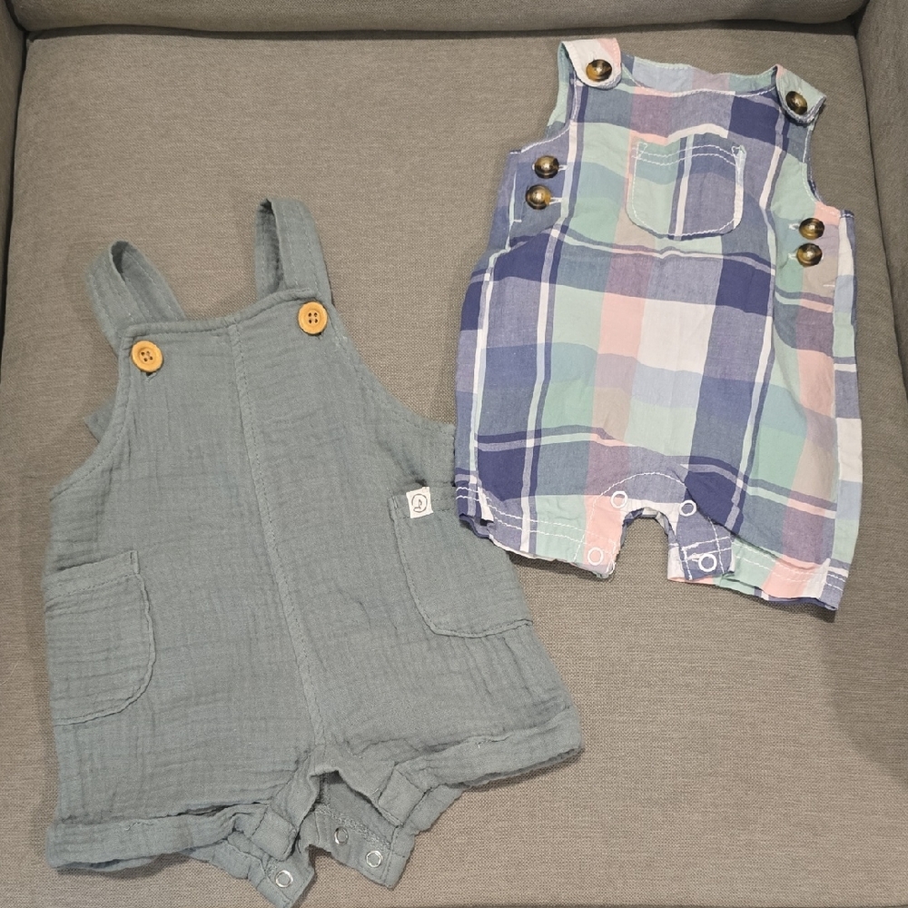 Carter's Blue and Plaid Kids Overalls Set